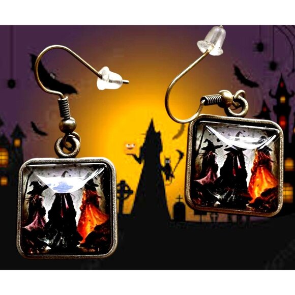 Macbeth Three Witches Earrings Halloween Supernatural Power Dark Force Literatur - Picture 5 of 12